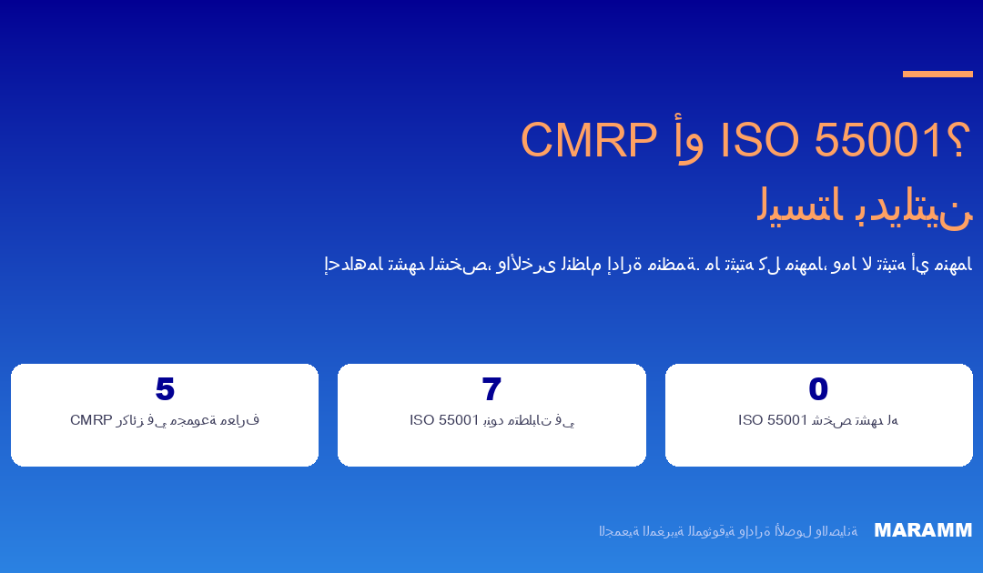 ‏CMRP أو ‏ISO 55001 ؟ ليستا بديلتين